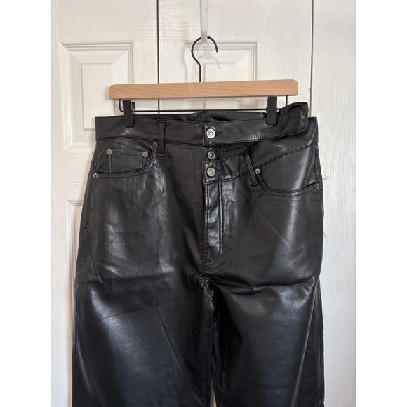 AGOLDE Black Recycled Leather Broken Waistband NWOT Pants Size 30 - Picture 3 of 8